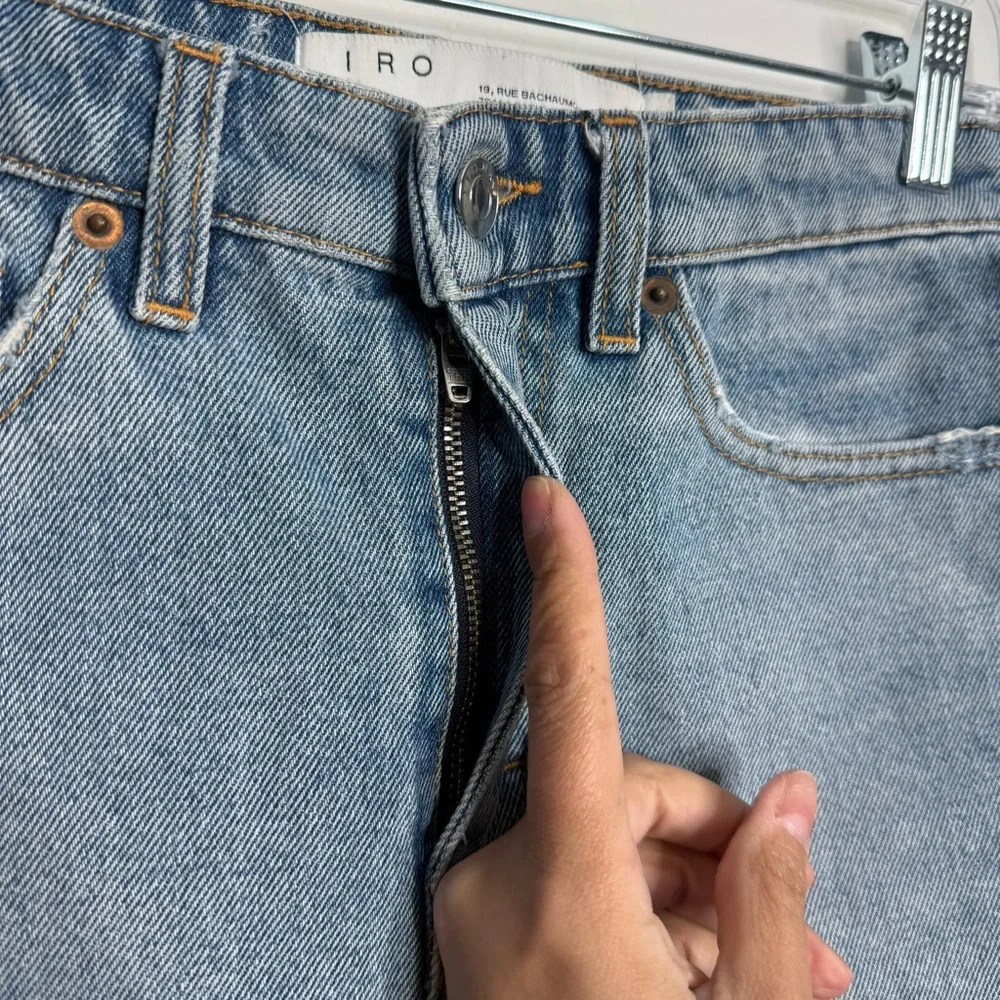 IRO Distressed Light Wash High‎ Waisted Jean Shorts Soft Denim Size 26 - Picture 3 of 10